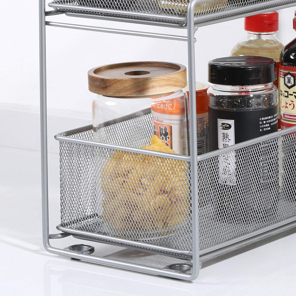 Stackable Cabinet Organizer Pull Out Drawer, 2 Tier T432080
