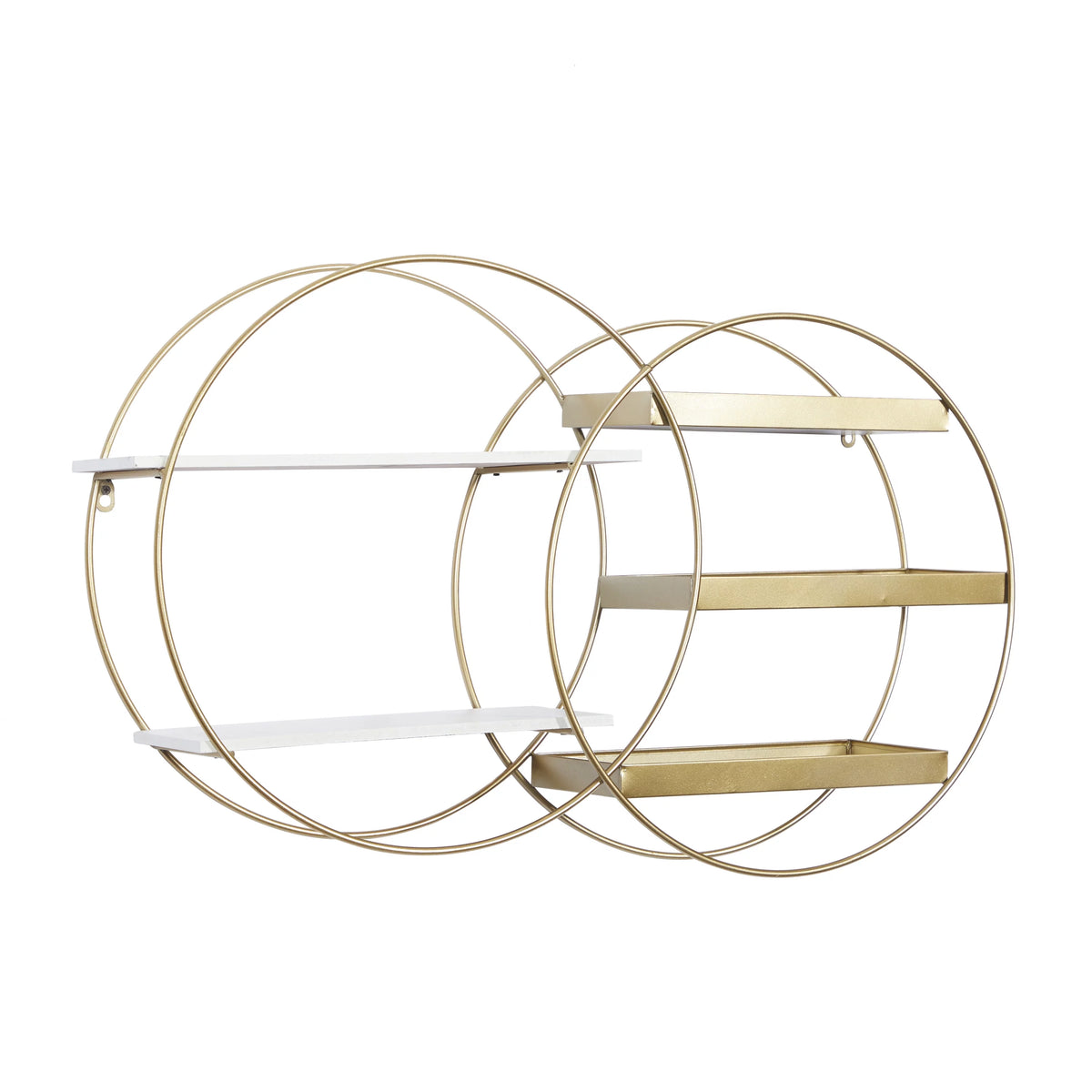 34"W 20"H MDF and Metal Contemporary Wall Shelf, Gold, 1-Piece R29246