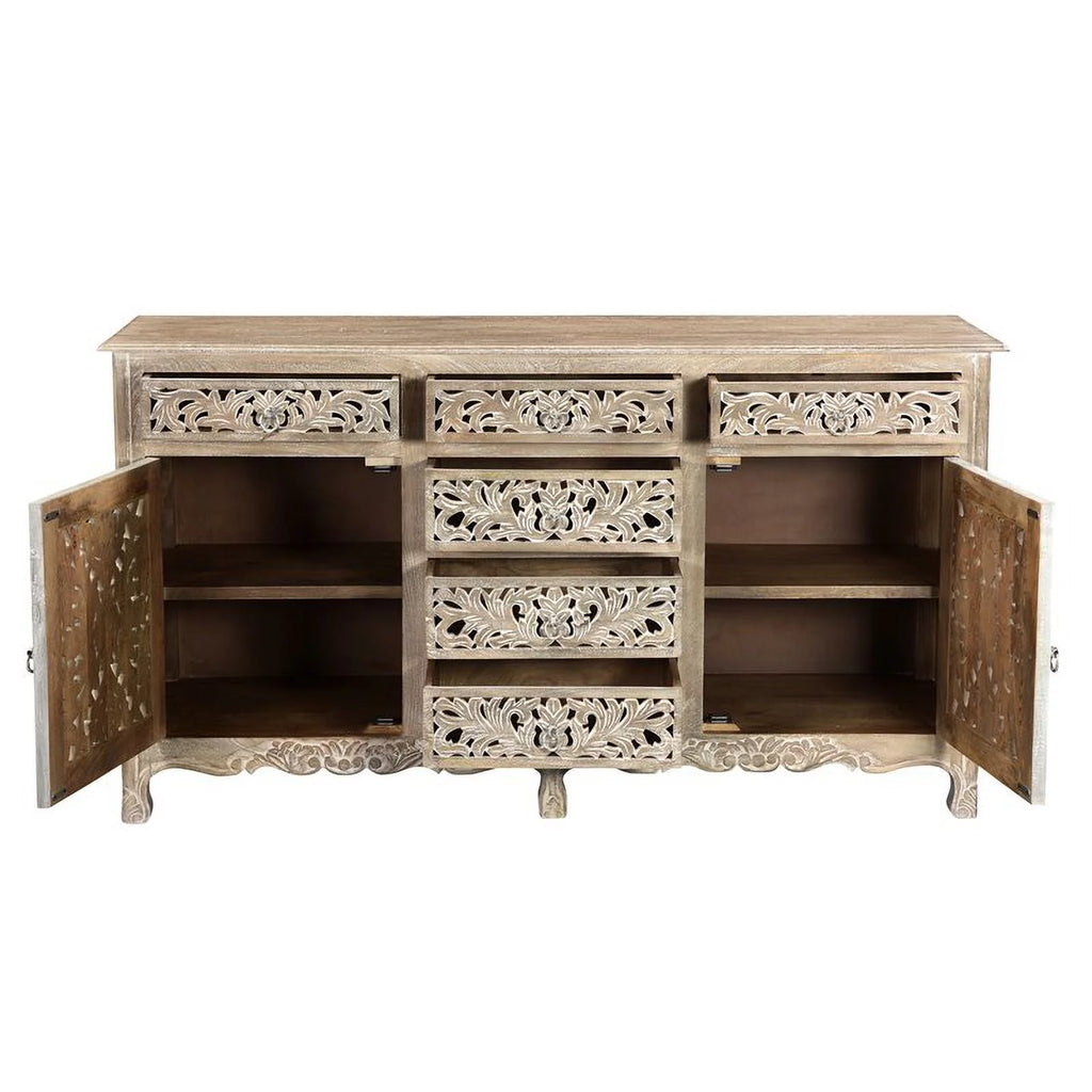 Gray 6 Drawer 2 Door Solid Wood Sideboard L328