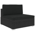 Black Poly Rattan Sectional Middle Seat with Cushions S767804