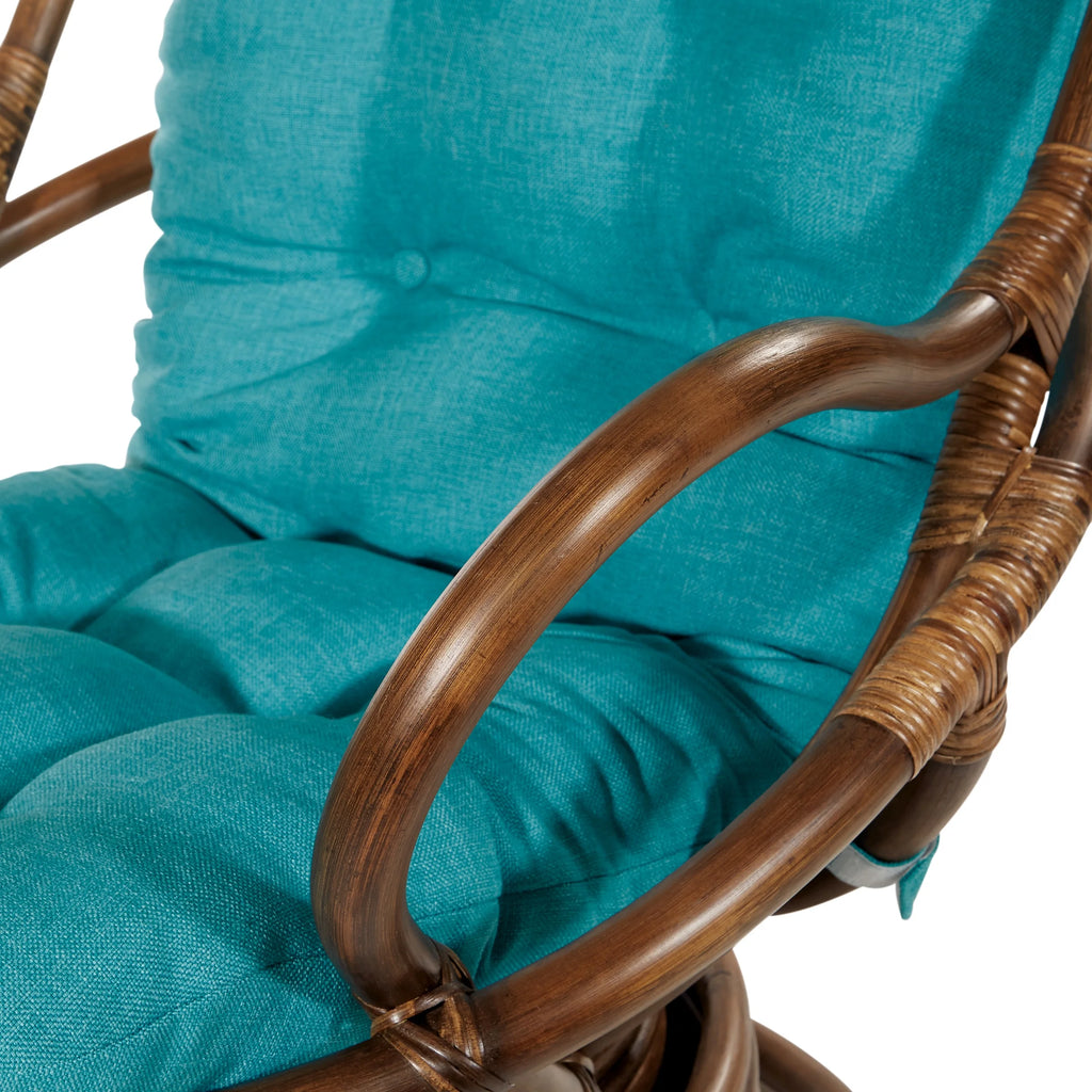 Blue and Brown Rattan Rocking Chair M506