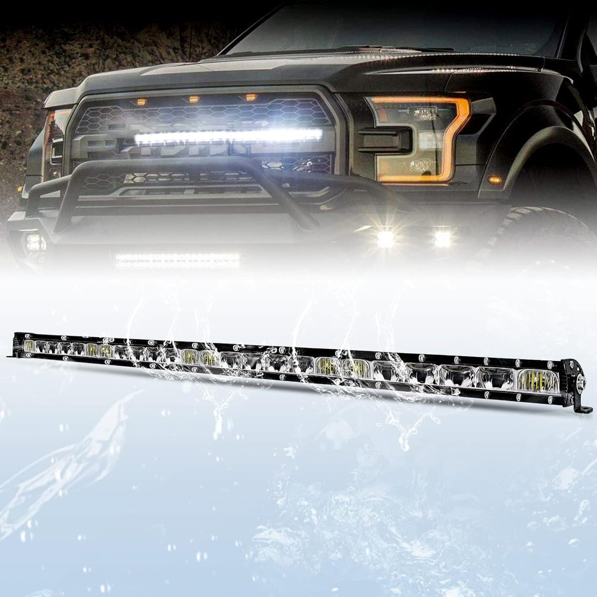26 inch Single Row LED Light Bar Spot Flood Combo Beam 12V 24V Off Road Work Light P163