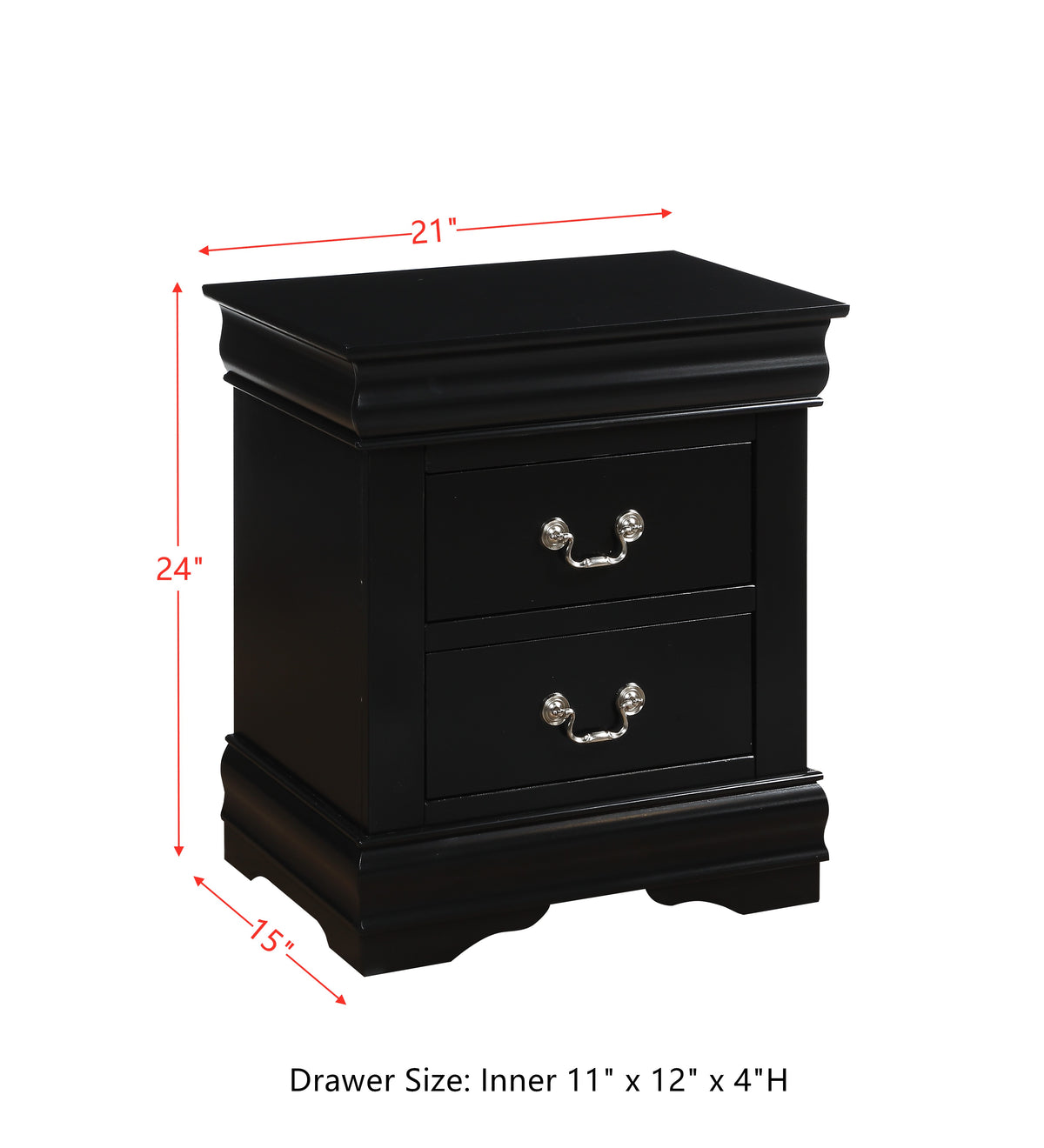 Vintage Wood Nightstand with Drawers J571250