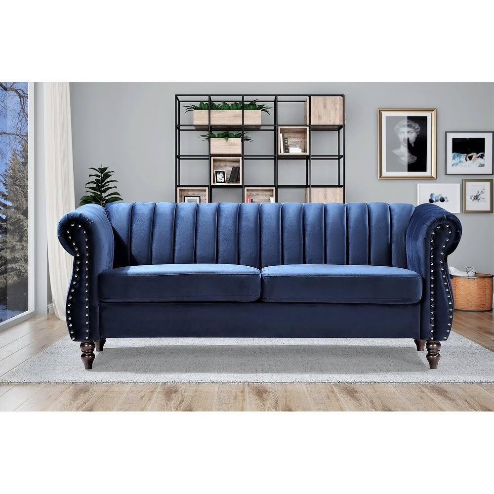 Dark Blue Velvet Chesterfield Sofa W321230