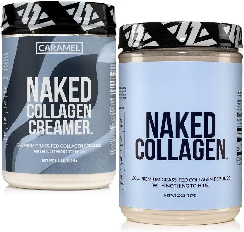 Caramel Collagen Coffee Creamer 40 Servings + Unflavored Collagen Peptides Protein Powder 60 Servings P663074